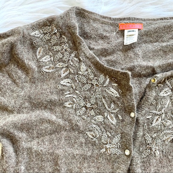 Glam Souls Cashmere Beaded Cardigan Sweater - Picture 3 of 6